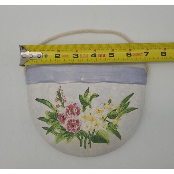 Nantucket Ceramic Pottery Wall Pocket Hanging Planter Floral - Picture 5 of 8